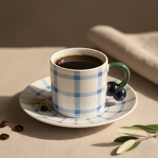 Coffee Cup and Saucer Set - 6 Pcs